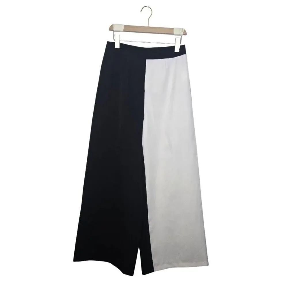 Absence of Color Two Tone Wide Leg Pants Size Medium Black White High Rise Trous